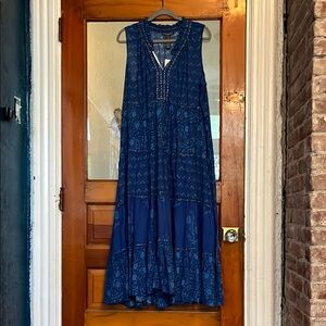 Chelsea & Theodore Blue Tiered Maxi Sundress
